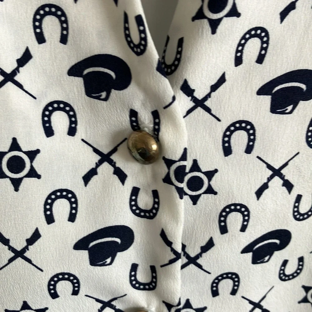 Vintage Audrey 3+1 XL sleeveless black & white  cowboy hats guns horsesho… - Picture 7 of 7